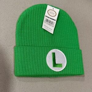 Nintendo Super Mario Luigi Green Beanie Hat Official Headwear Kids